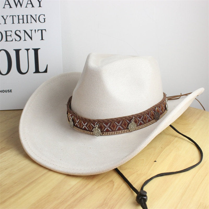 Felt Cowboy Hat with Woven Band and Coin Charms