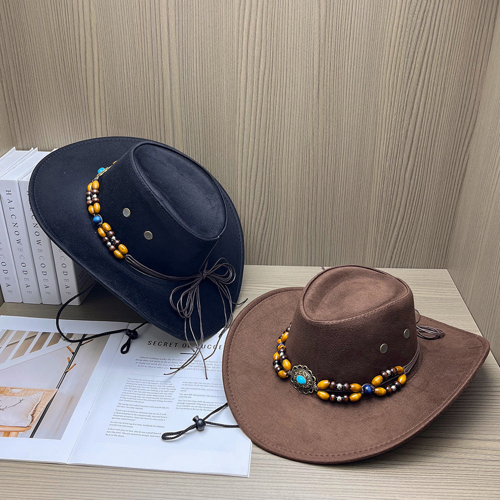 Suede-Look Cowboy Hat with Bead Band
