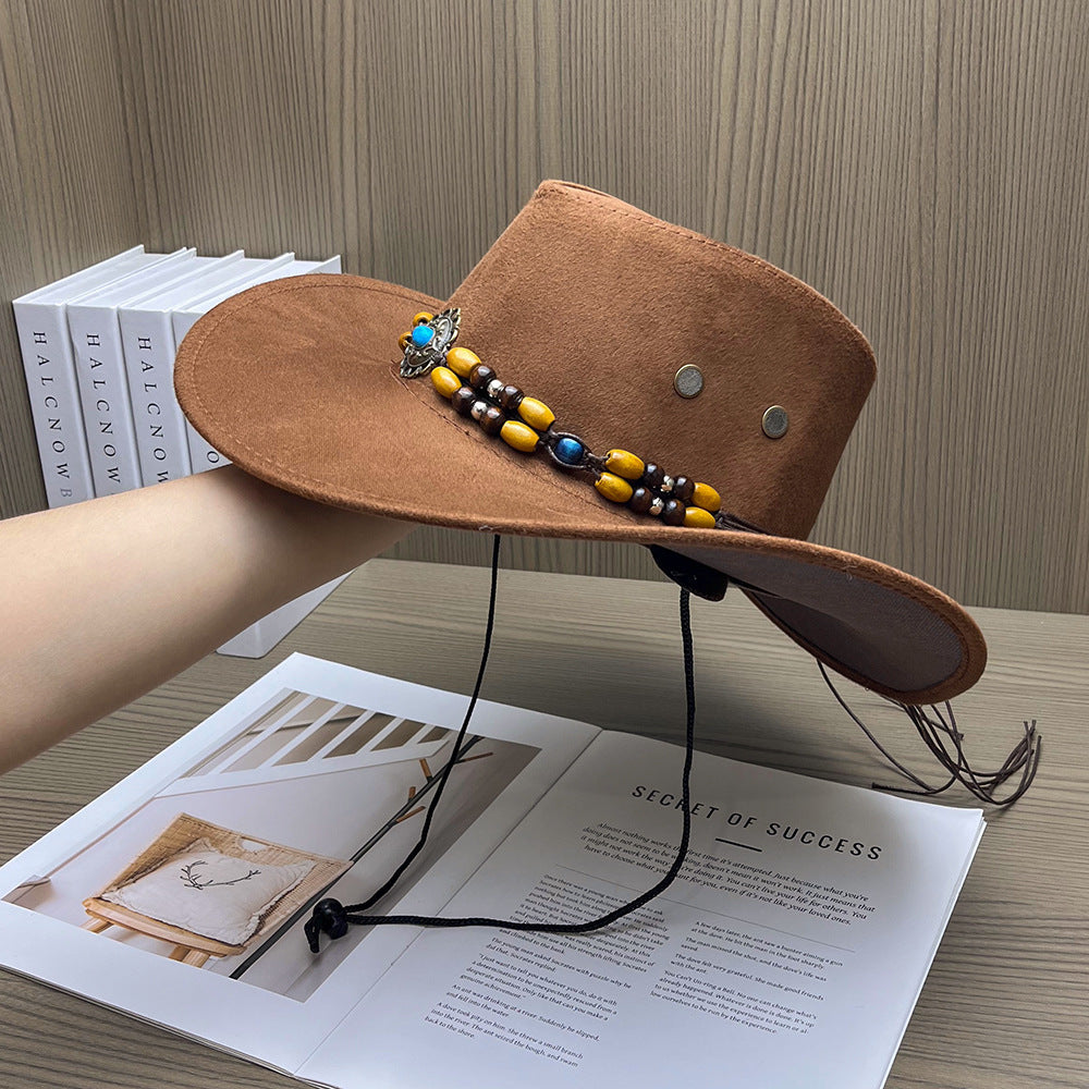 Suede-Look Cowboy Hat with Bead Band