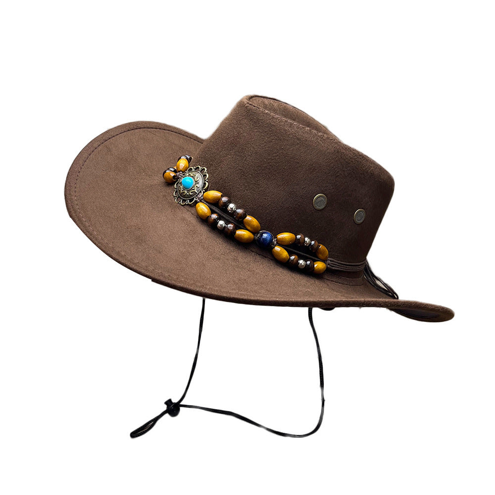 Suede-Look Cowboy Hat with Bead Band