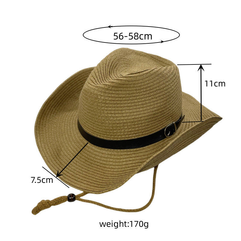 Straw Cowboy Hat with Belt Band