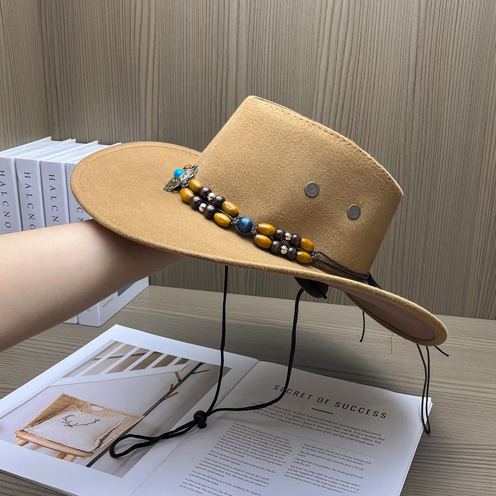 Suede-Look Cowboy Hat with Bead Band