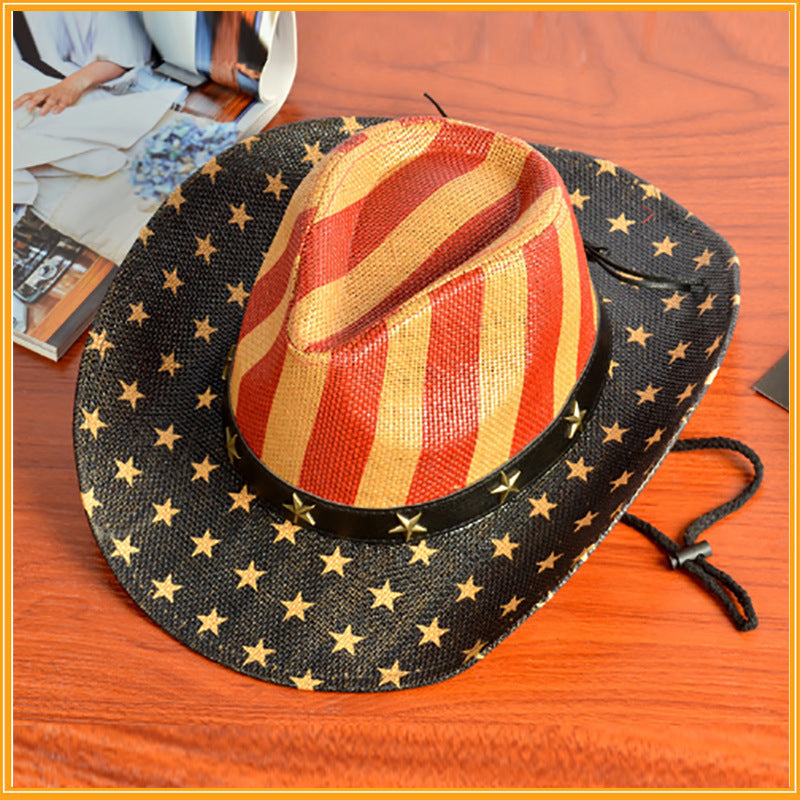 Stars and Stripes Straw Cowboy Hat