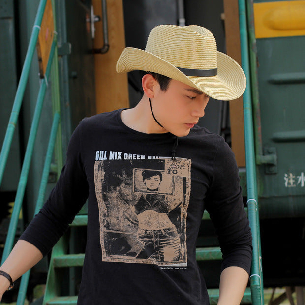 Straw Cowboy Hat with Belt Band