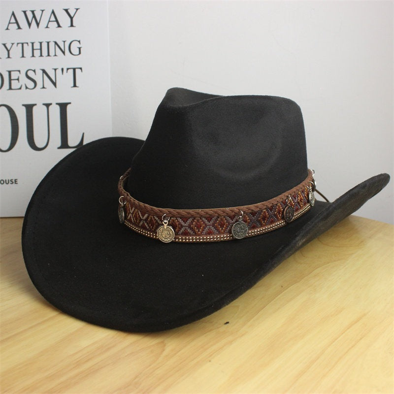 Felt Cowboy Hat with Woven Band and Coin Charms
