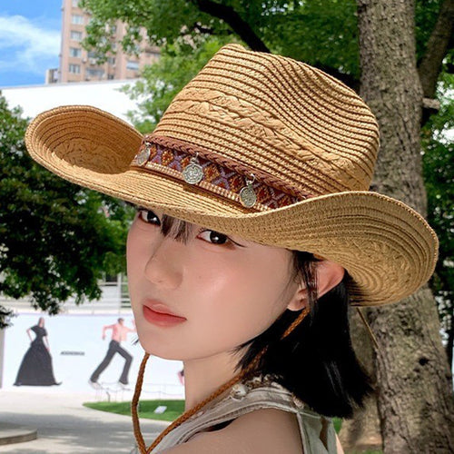 Straw Cowboy Hat with Charm Band