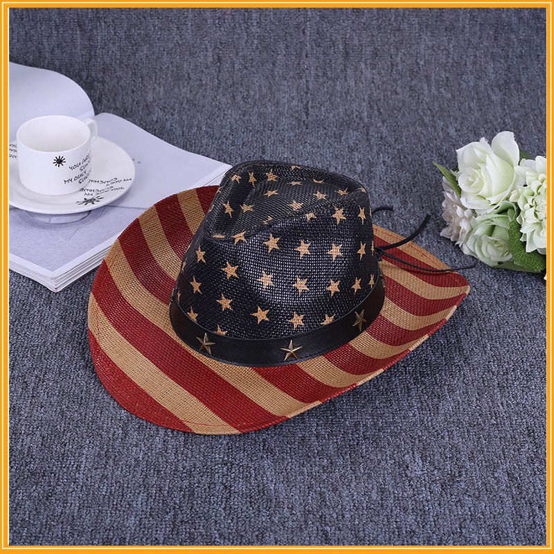Stars and Stripes Straw Cowboy Hat
