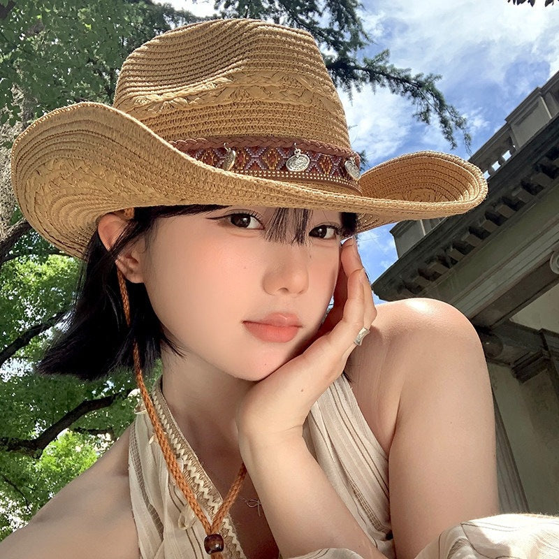 Straw Cowboy Hat with Charm Band
