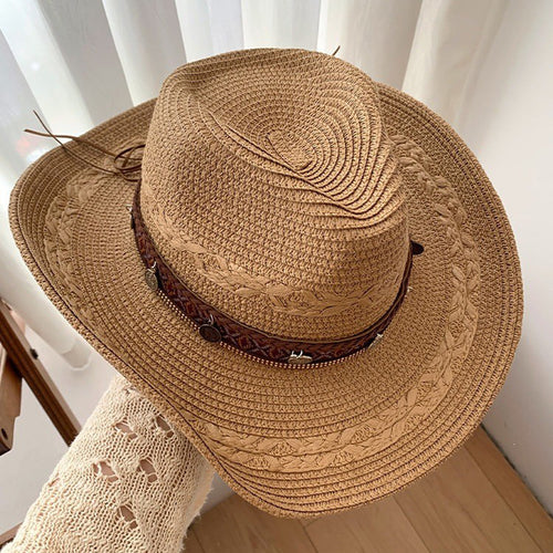 Straw Cowboy Hat with Charm Band