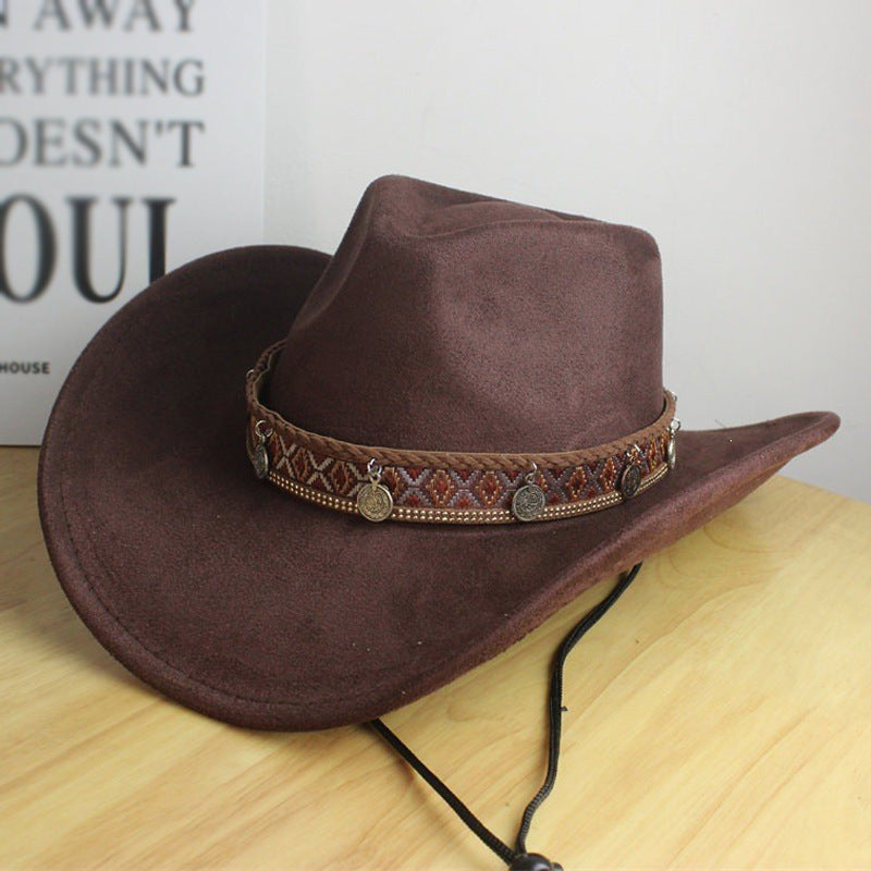 Felt Cowboy Hat with Woven Band and Coin Charms