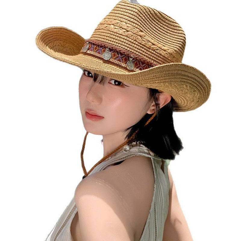 Straw Cowboy Hat with Charm Band