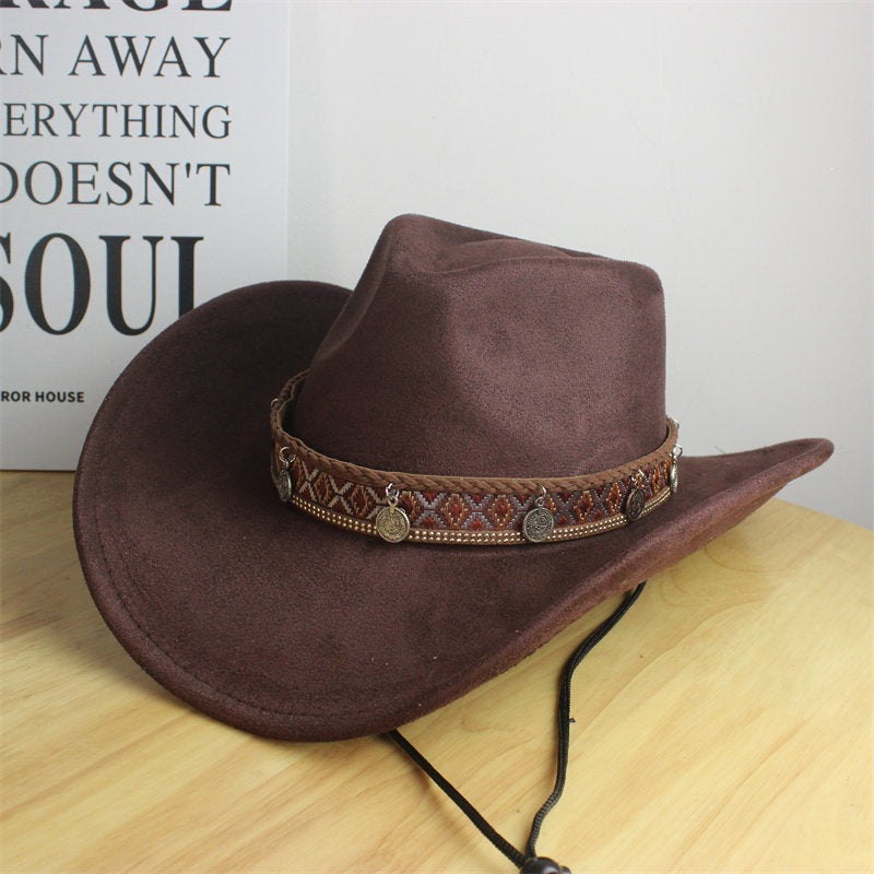 Felt Cowboy Hat with Woven Band and Coin Charms