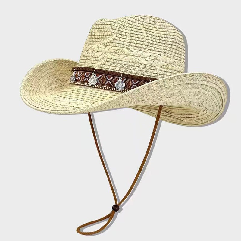 Braided Straw Western Hat with Charm Band