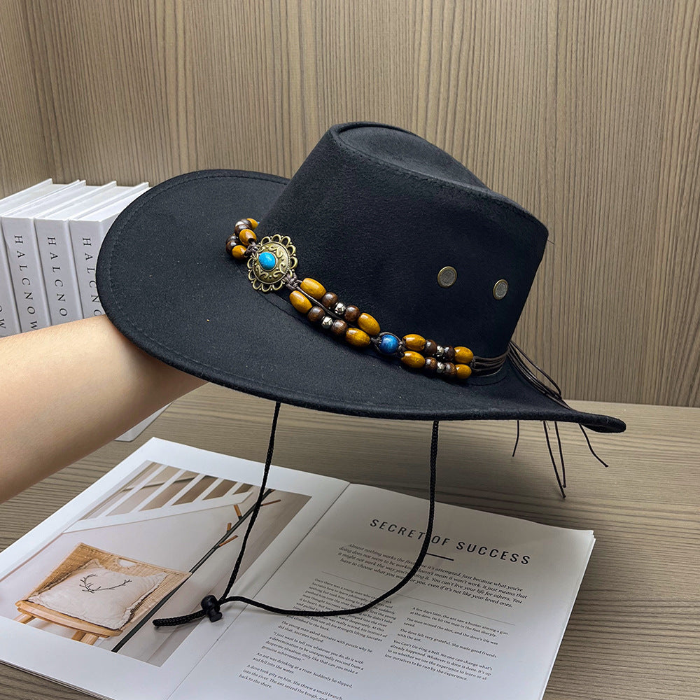 Suede-Look Cowboy Hat with Bead Band