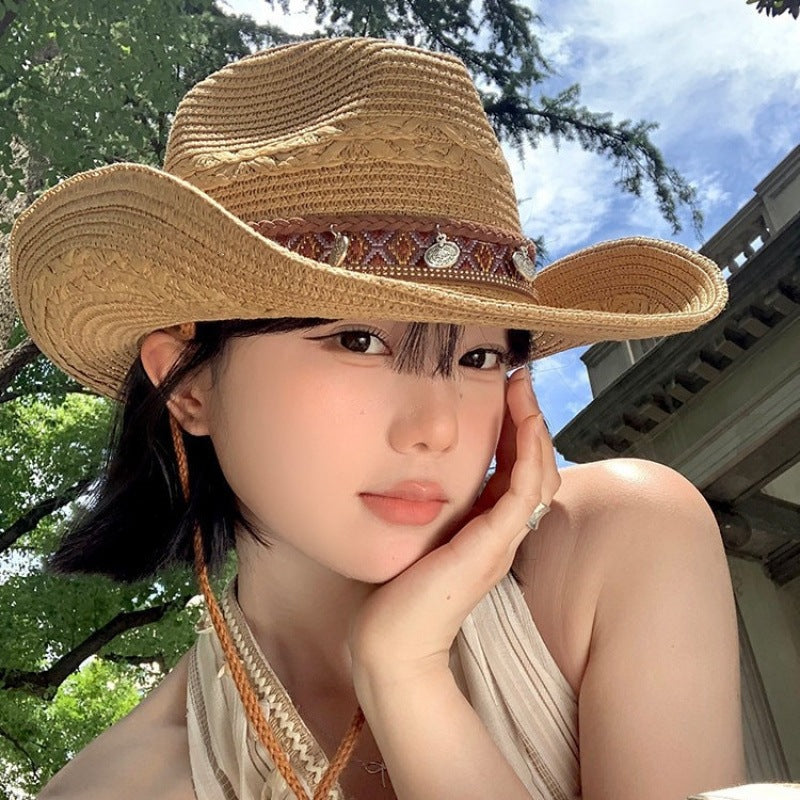 Straw Cowboy Hat with Charm Band