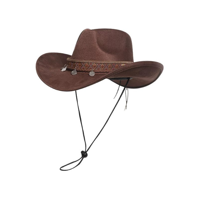 Felt Cowboy Hat with Woven Band and Coin Charms