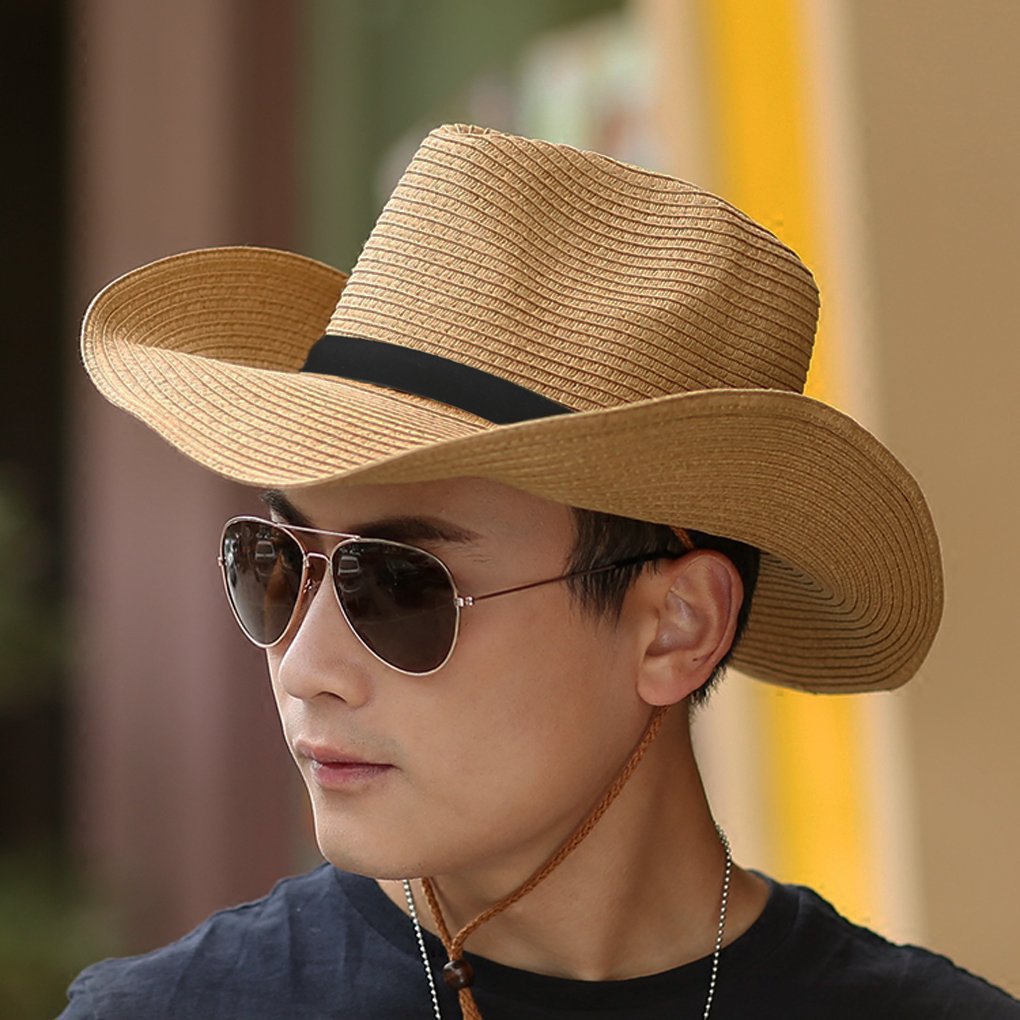 Straw Cowboy Hat with Belt Band