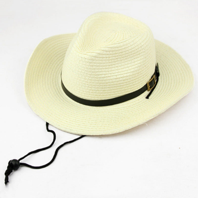 Straw Cowboy Hat with Belt Band