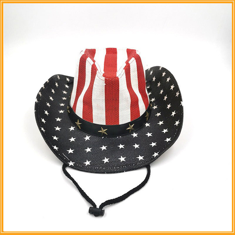 Stars and Stripes Straw Cowboy Hat