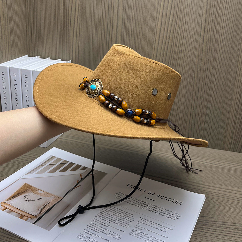 Suede-Look Cowboy Hat with Bead Band