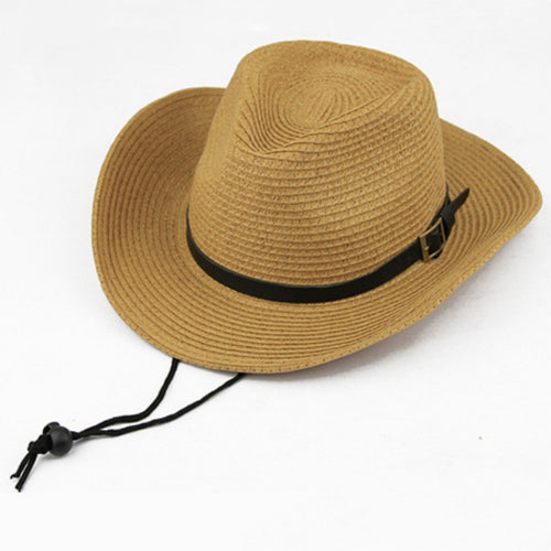 Straw Cowboy Hat with Belt Band
