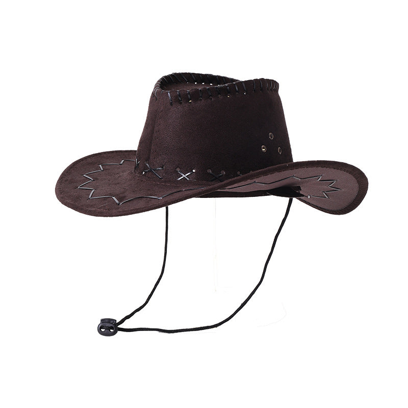 Suede-Look Cowboy Hat with Stitched Brim