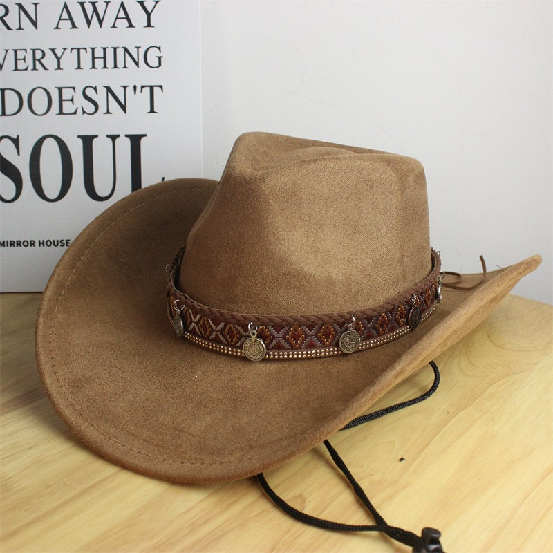 Felt Cowboy Hat with Woven Band and Coin Charms