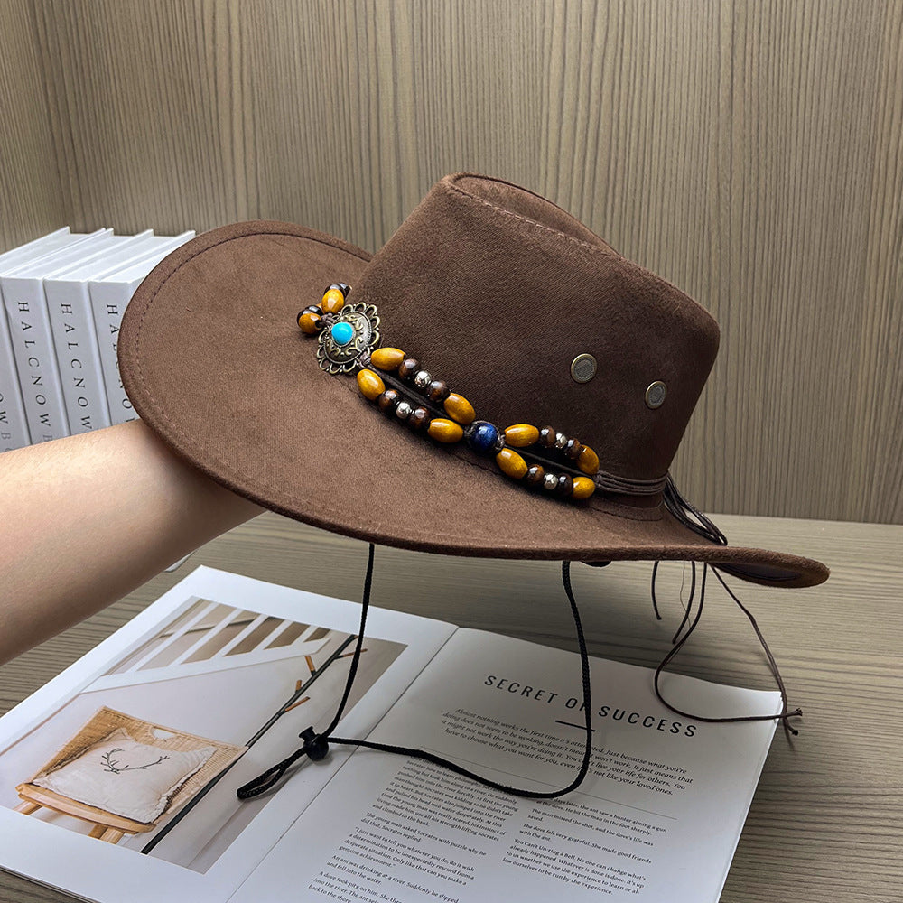 Suede-Look Cowboy Hat with Bead Band
